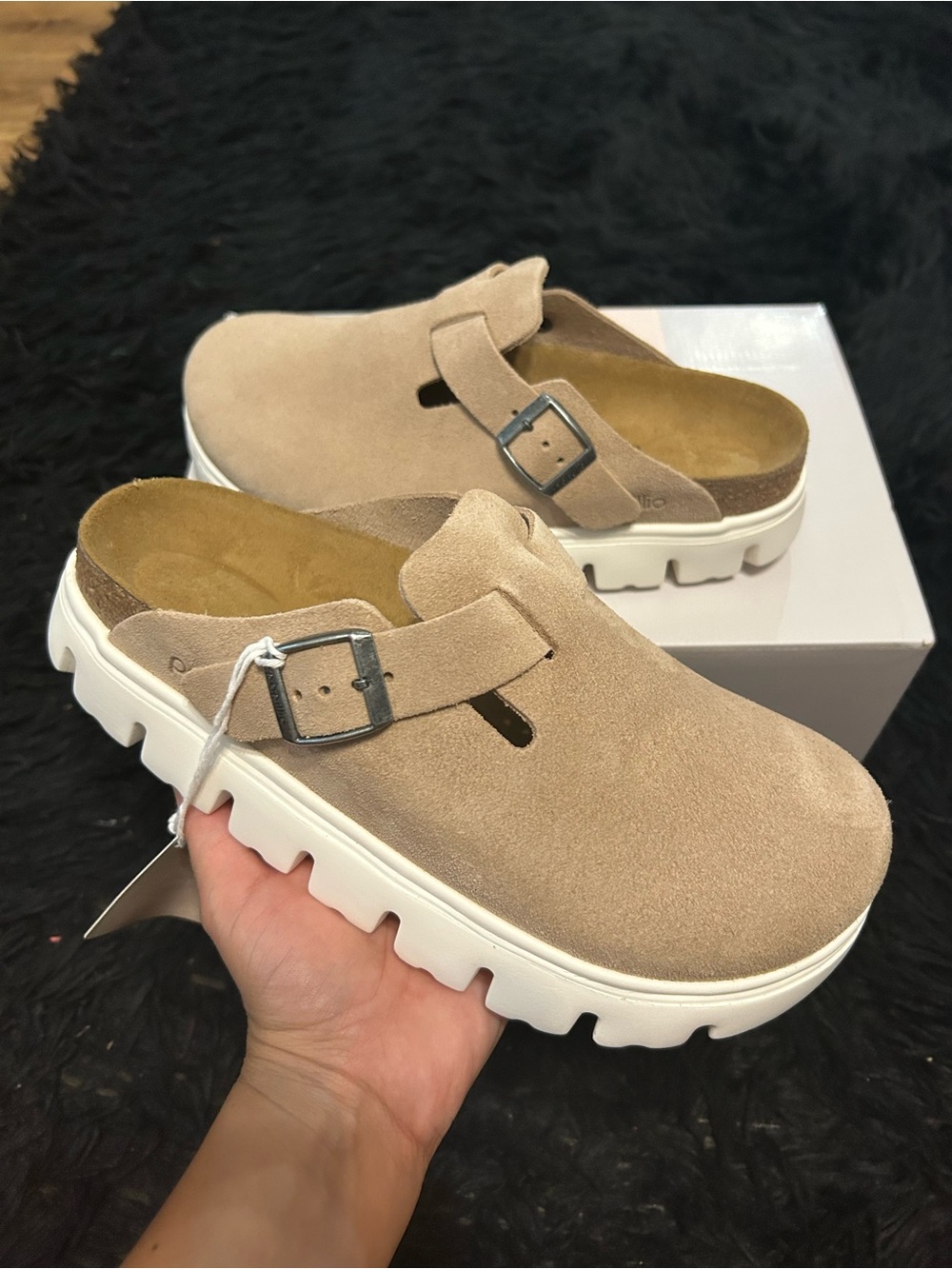 PAPILLIO by BIRKENSTOCK Boston leather platform clogs mules slip on shoes eur 38